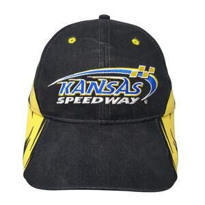 Kansas Speedway Strapback Baseball Cap Black OS Adjustable Embroidered ISC